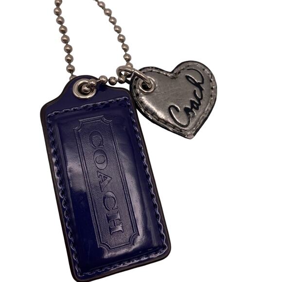 COACH Blue Silver Heart Poppy Replacement Hang Tag Bag Charm - Picture 1 of 4